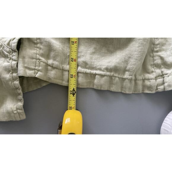 Flax Linen Asymmetric Jacket Top Medium Green Lagenlook Minimalist Artsy Beachy - Picture 14 of 14